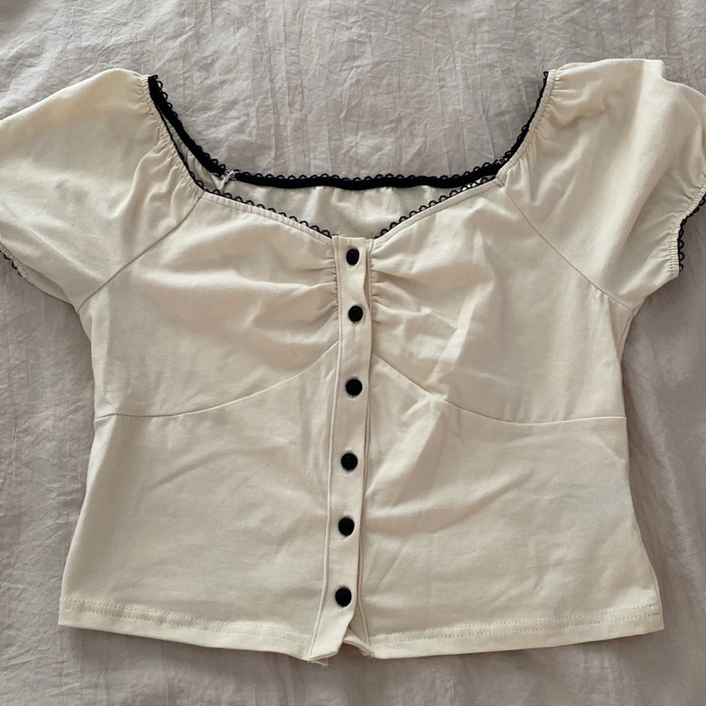Brand new - size S cream and black lace trim crop